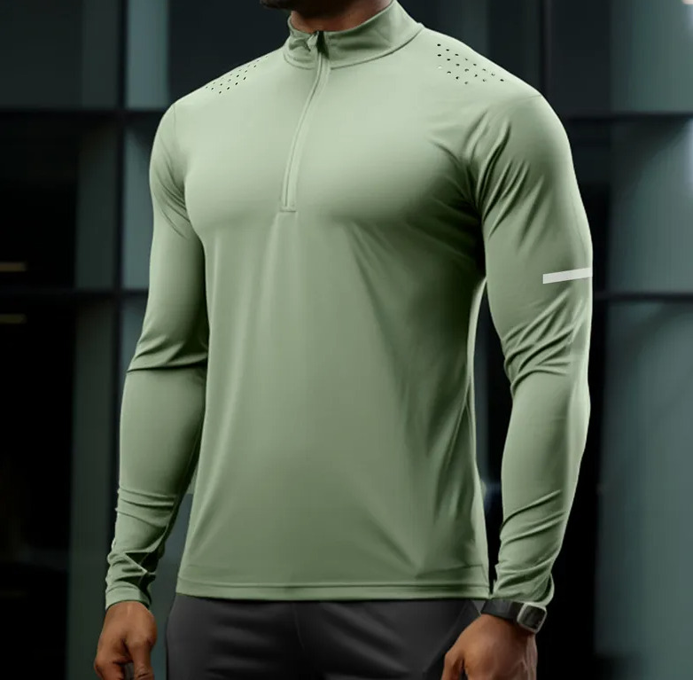 Men’s Quick Dry Breathable Sports Mesh Long Sleeve T-Shirt – Fitness & Gym Activewear