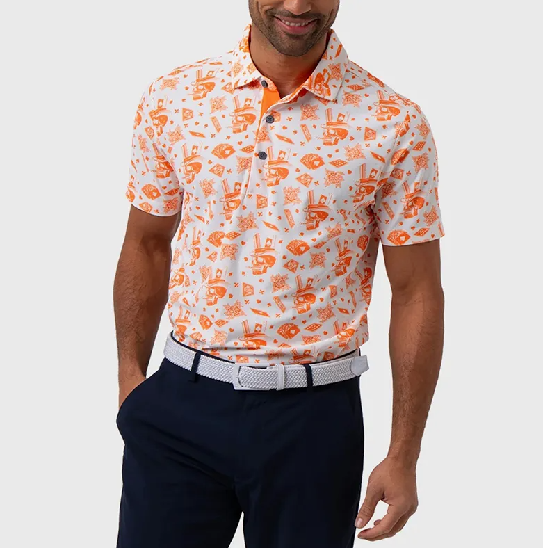 OEM Men’s Plus Size Printed Polo Shirt – Quick Dry Breathable Short Sleeve Activewear
