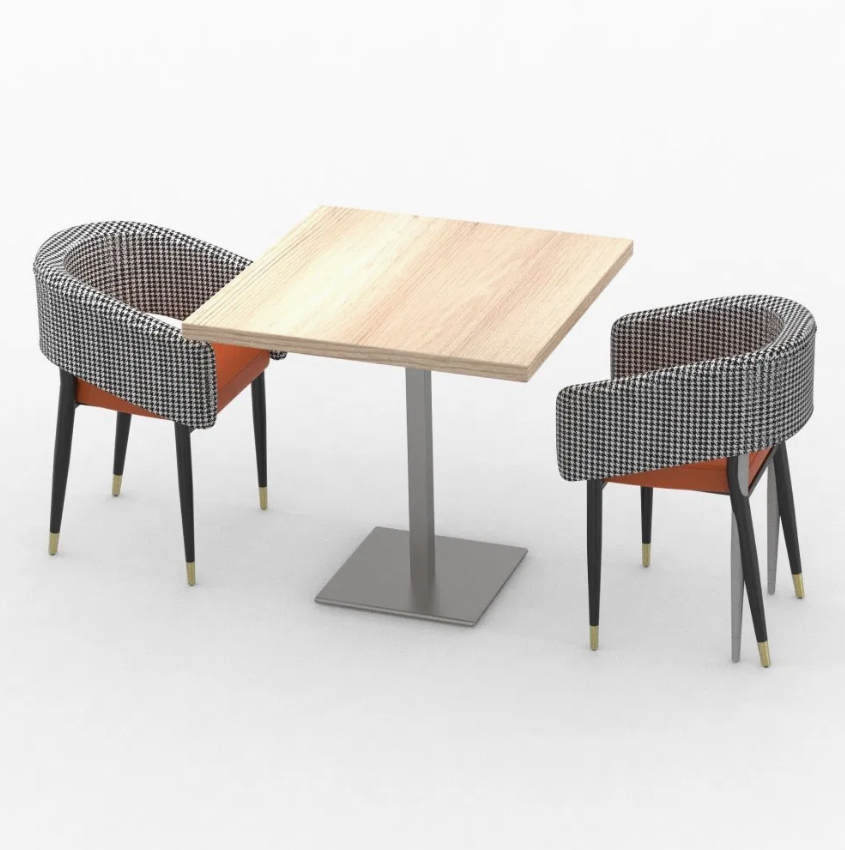 Modern Square Dining Table Set with Upholstered Armchairs for Café, Kitchen & Dining Room