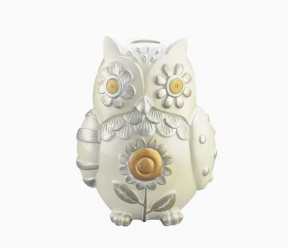 Cute Floral Owl Coin Bank – Decorative Animal Piggy Bank for Kids & Home Décor
