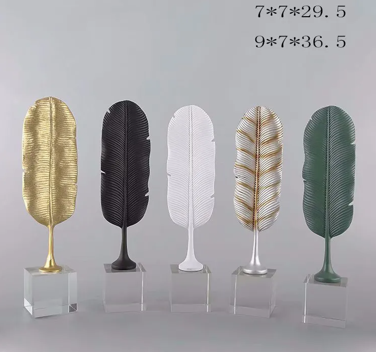 Modern Feather Shape Decorative Sculpture – Elegant Home & Office Table Decor