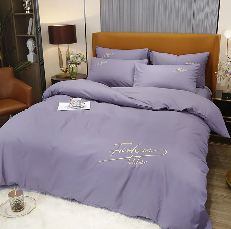 Washed Cotton Embroidered Comforter Bedding Set for Home & Hotel