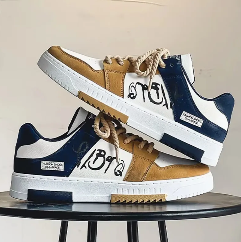 Men’s Casual Color-Block Lace-Up Sneakers